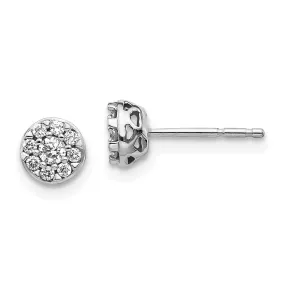 14k White Gold Diamond Cluster Stud Earrings