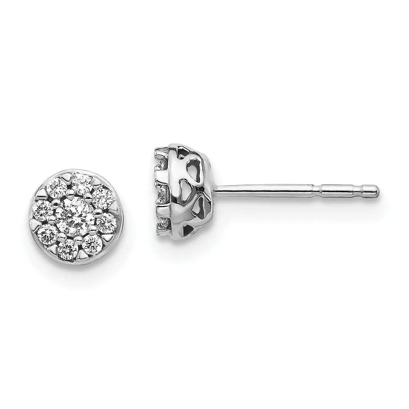 14k White Gold Diamond Cluster Stud Earrings