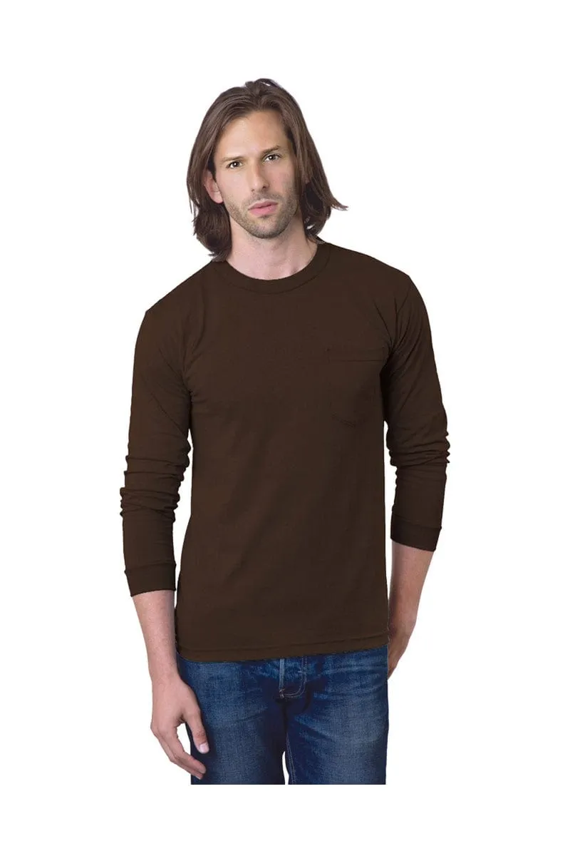 Bayside BA8100: Adult 6.1 oz., 100% Cotton Long Sleeve Pocket T-Shirt