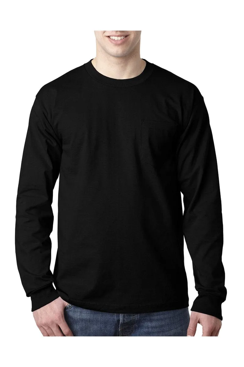 Bayside BA8100: Adult 6.1 oz., 100% Cotton Long Sleeve Pocket T-Shirt