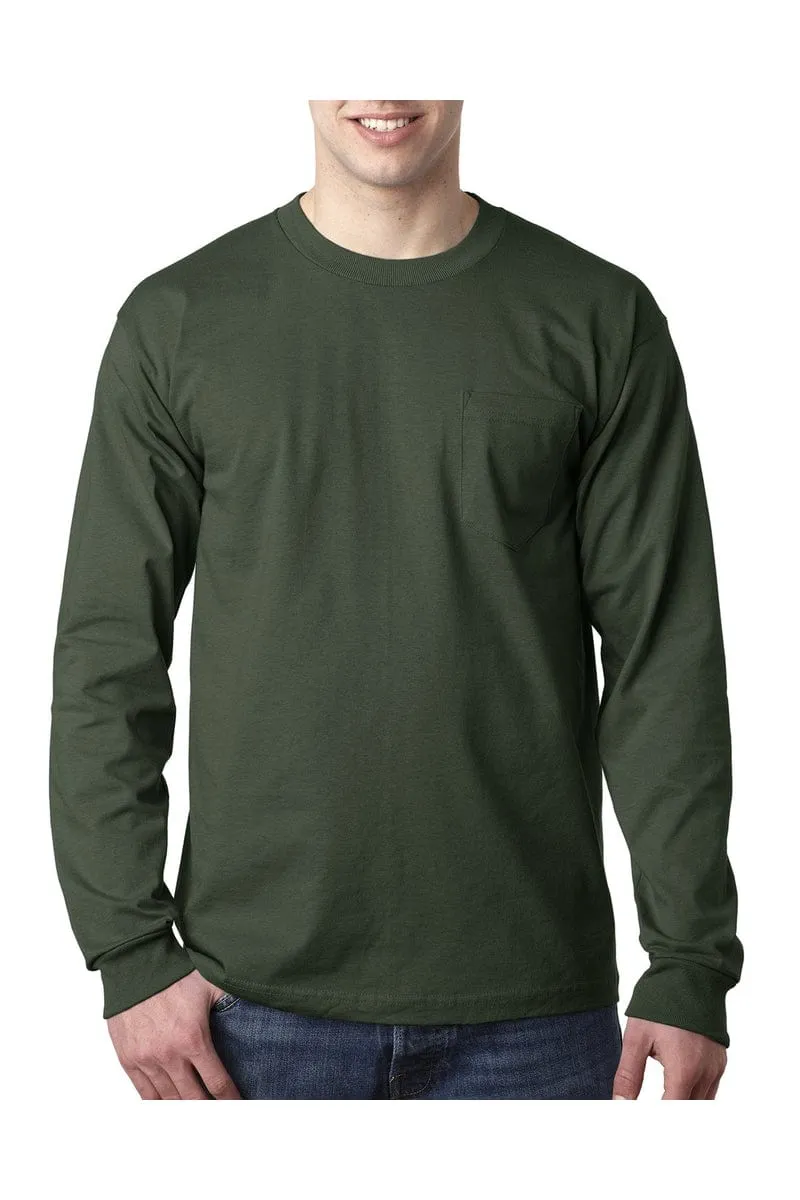 Bayside BA8100: Adult 6.1 oz., 100% Cotton Long Sleeve Pocket T-Shirt