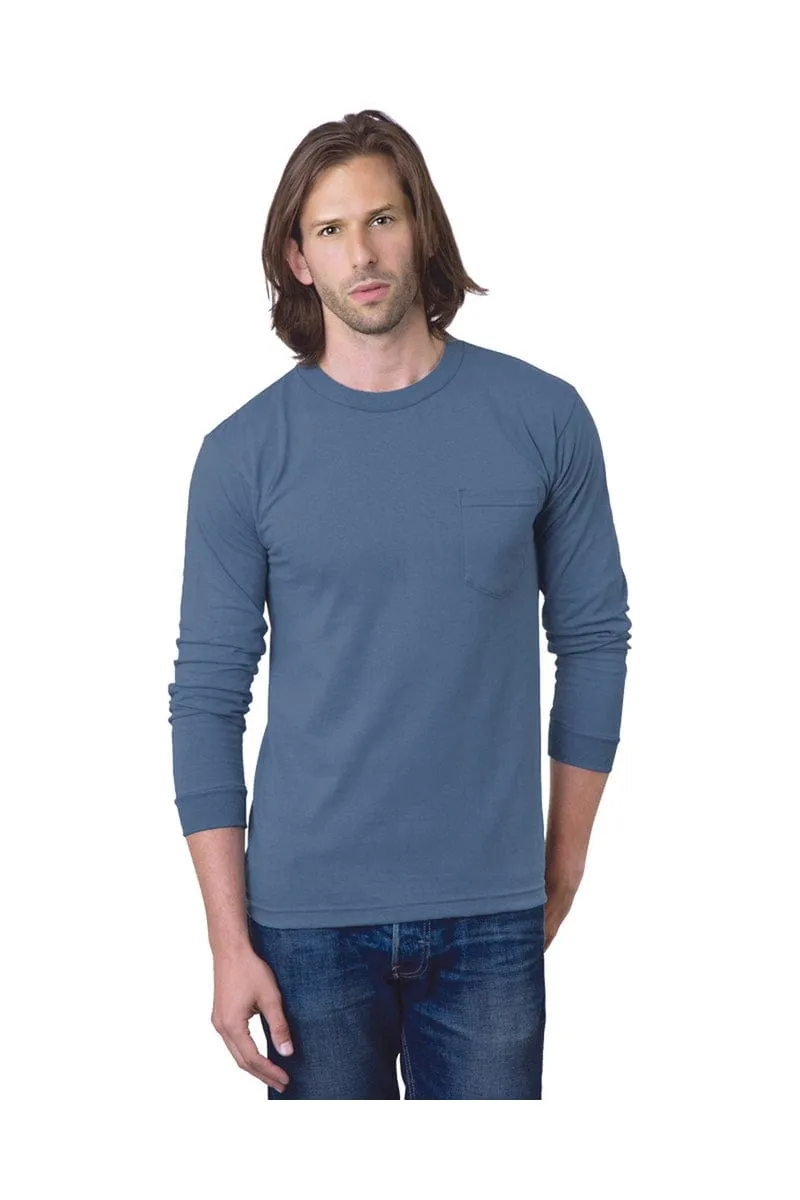 Bayside BA8100: Adult 6.1 oz., 100% Cotton Long Sleeve Pocket T-Shirt