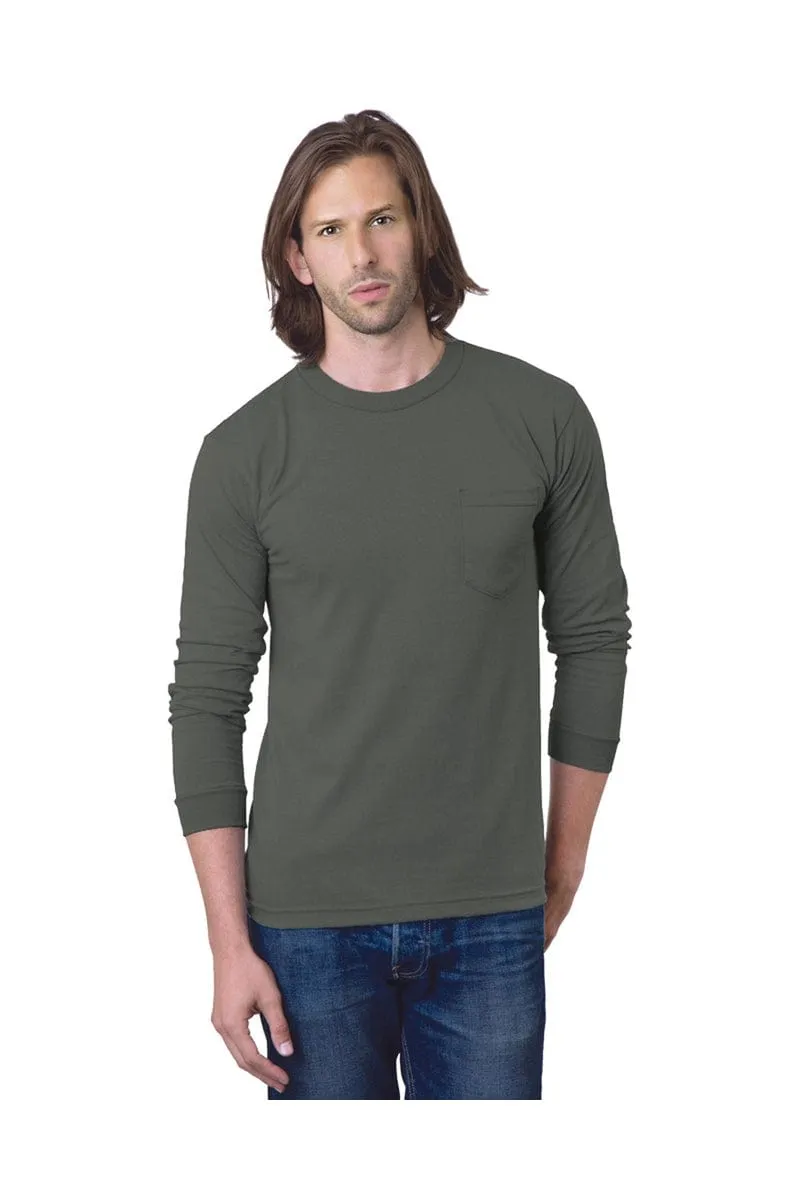 Bayside BA8100: Adult 6.1 oz., 100% Cotton Long Sleeve Pocket T-Shirt