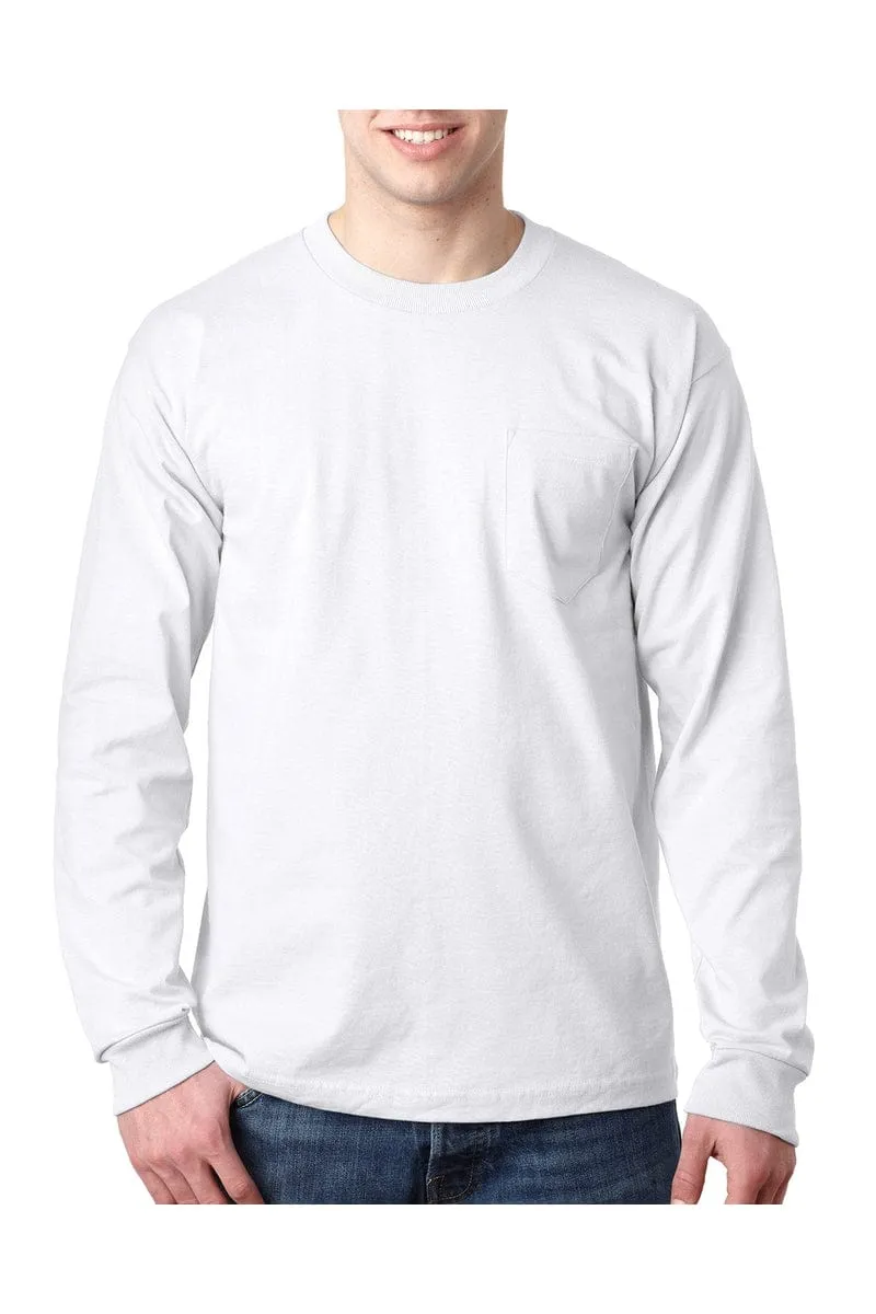 Bayside BA8100: Adult 6.1 oz., 100% Cotton Long Sleeve Pocket T-Shirt