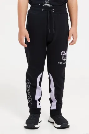 Boys Black Mickey Mouse Track Pants