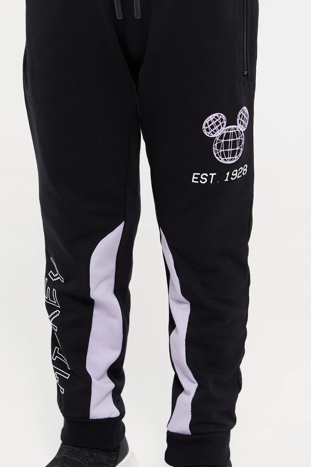 Boys Black Mickey Mouse Track Pants