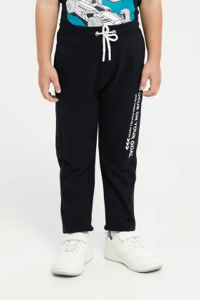 Boys Black Printed Jogger Pants