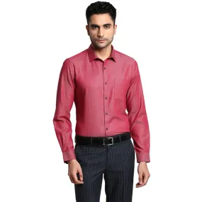 Cotton Maroon Slim Fit Self Design Formal Shirts