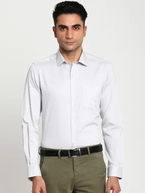 Cotton White Slim Fit Self Design Formal Shirts