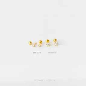 Dainty Clear CZ Studs With Screw Ball End (Type A and Type B), 2mm, 3mm, Unisex, Gold, Silver SHEMISLI - SS786, SS788 (SS178 Type B)