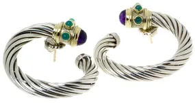 David Yurman Amethyst & Chrysoprase Hoop Earrings