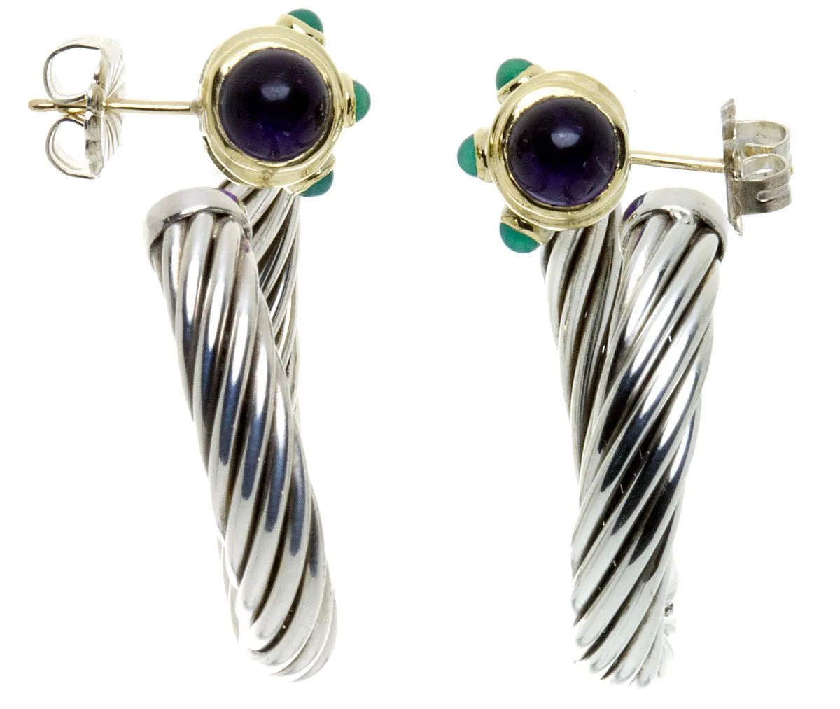 David Yurman Amethyst & Chrysoprase Hoop Earrings