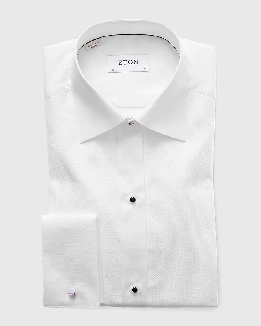 ETON 6363701000 WHITE FRENCH CUFF PIQUE TUXEDO EVENING SHIRT