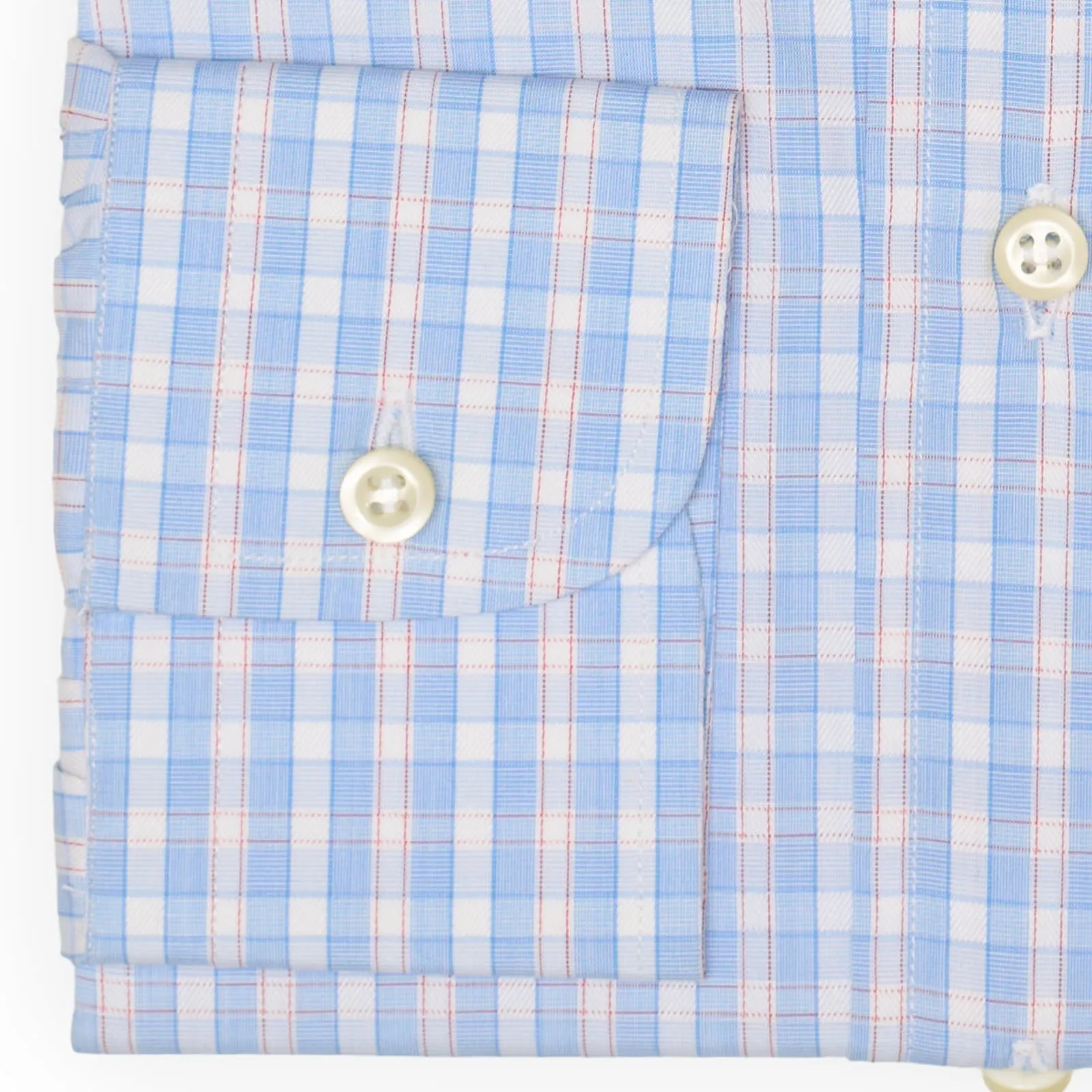 FENICIA Blue Plaid Poplin Cotton Dress Shirt EU 38 NEW US 15