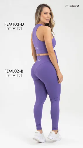 Fiber High Waisted Purple Solid Leggings FemL02-B