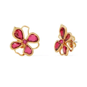 Floral Shimmer Studs in Red