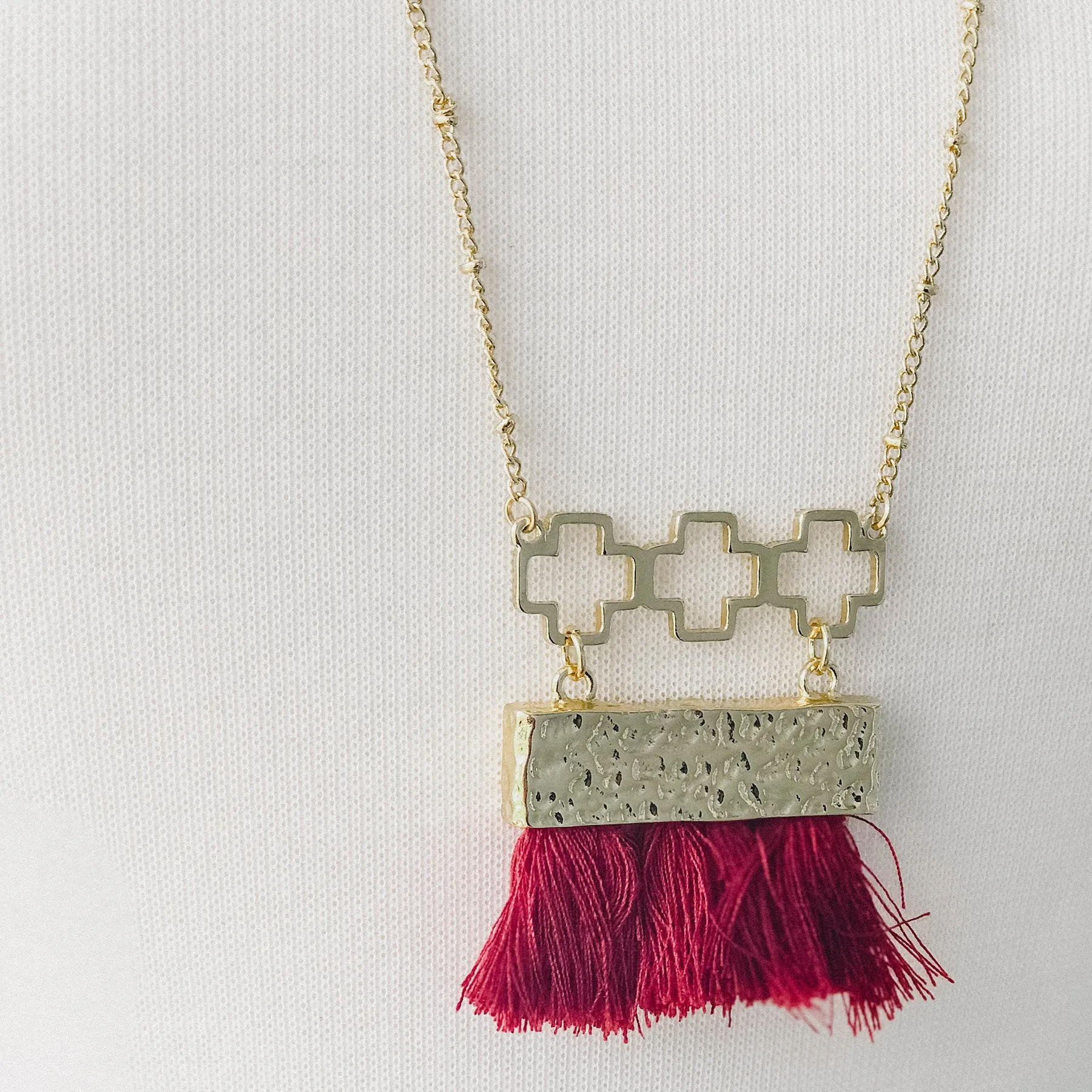 Fringe Necklace - Garnet