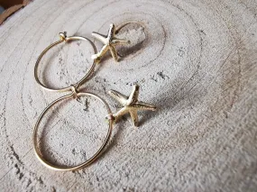 Gold Starfish Hoop Earrings