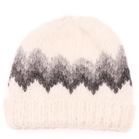 Handknitted Icelandidc Wool Hat - White / Grey