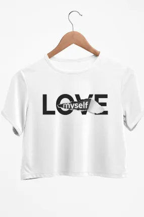 Love Graphic Printed White Crop Top