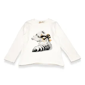 L/S Crew Raccoon Bow Graphic Tee