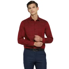 Maroon Cotton Checked Slim Fit Shirts