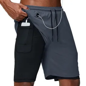 Men's Running Shorts Fitness Gym Training Sports Shorts Quick Dry Workout Gym Sport Jogging Double Deck Summer Shorts