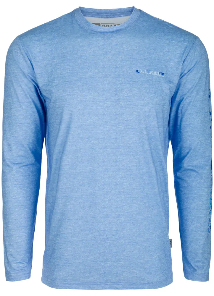 Performance Crew Print L/S in Marina Blue by Drake