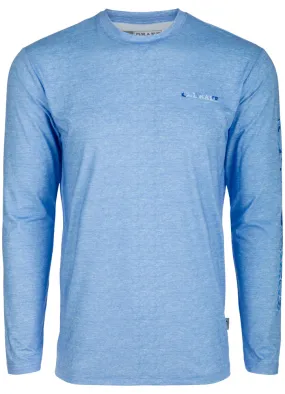 Performance Crew Print L/S in Marina Blue by Drake