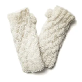 plait knit wool wrist warmers