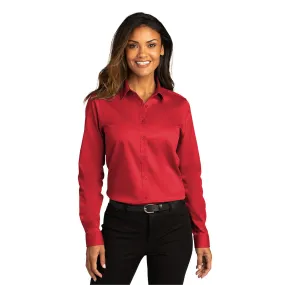 Port Authority® Women's Long Sleeve SuperPro React ™ Twill Shirt - Rich Red