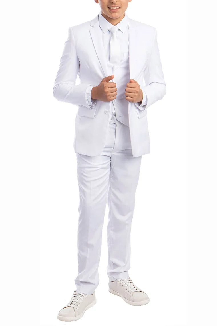 "Noah" Perry Ellis Kids White Suit (5-Piece Set)