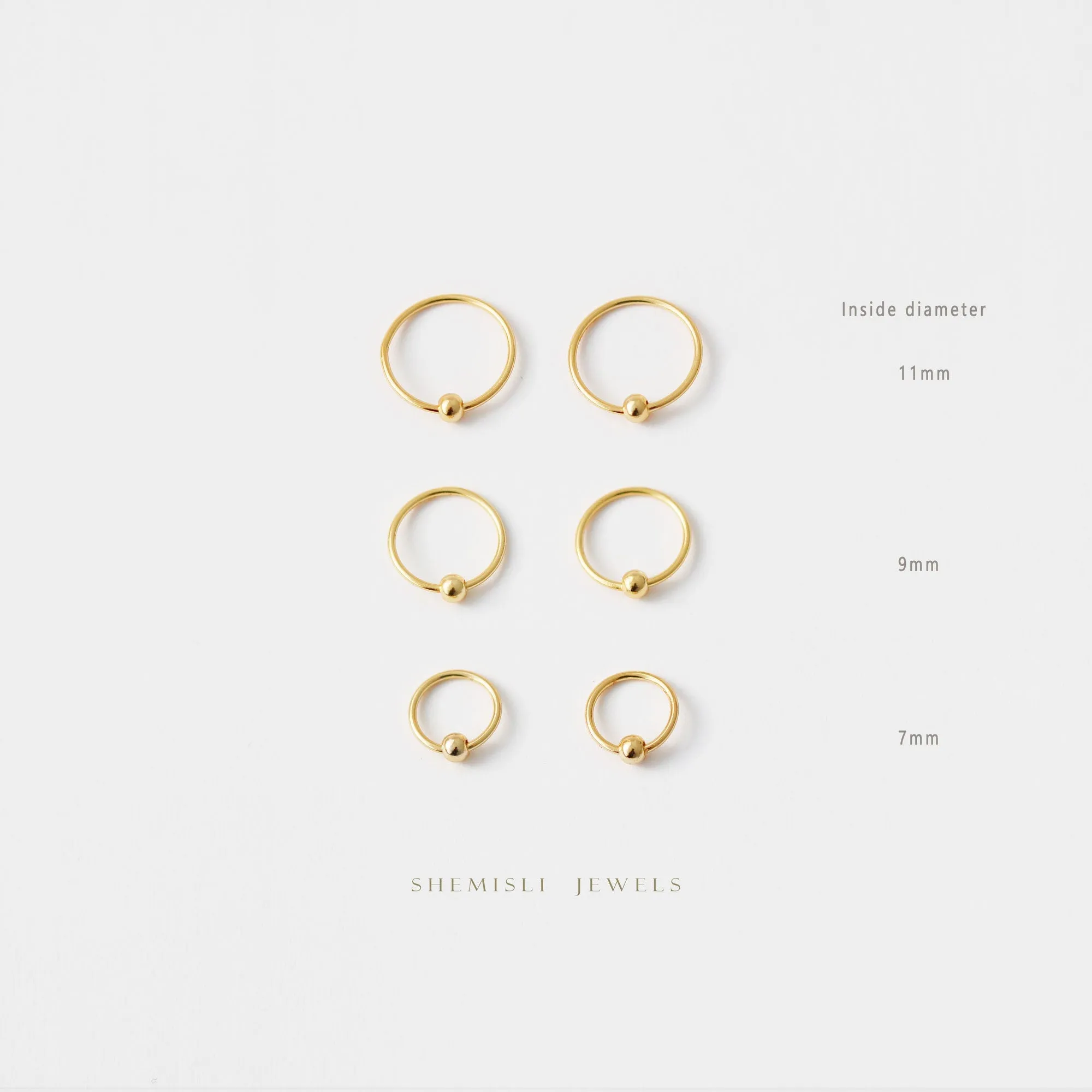 Simple Round Hoop Earrings, Huggies, Unisex, Gold, Silver SHEMISLI - SH219, SH221, SH223