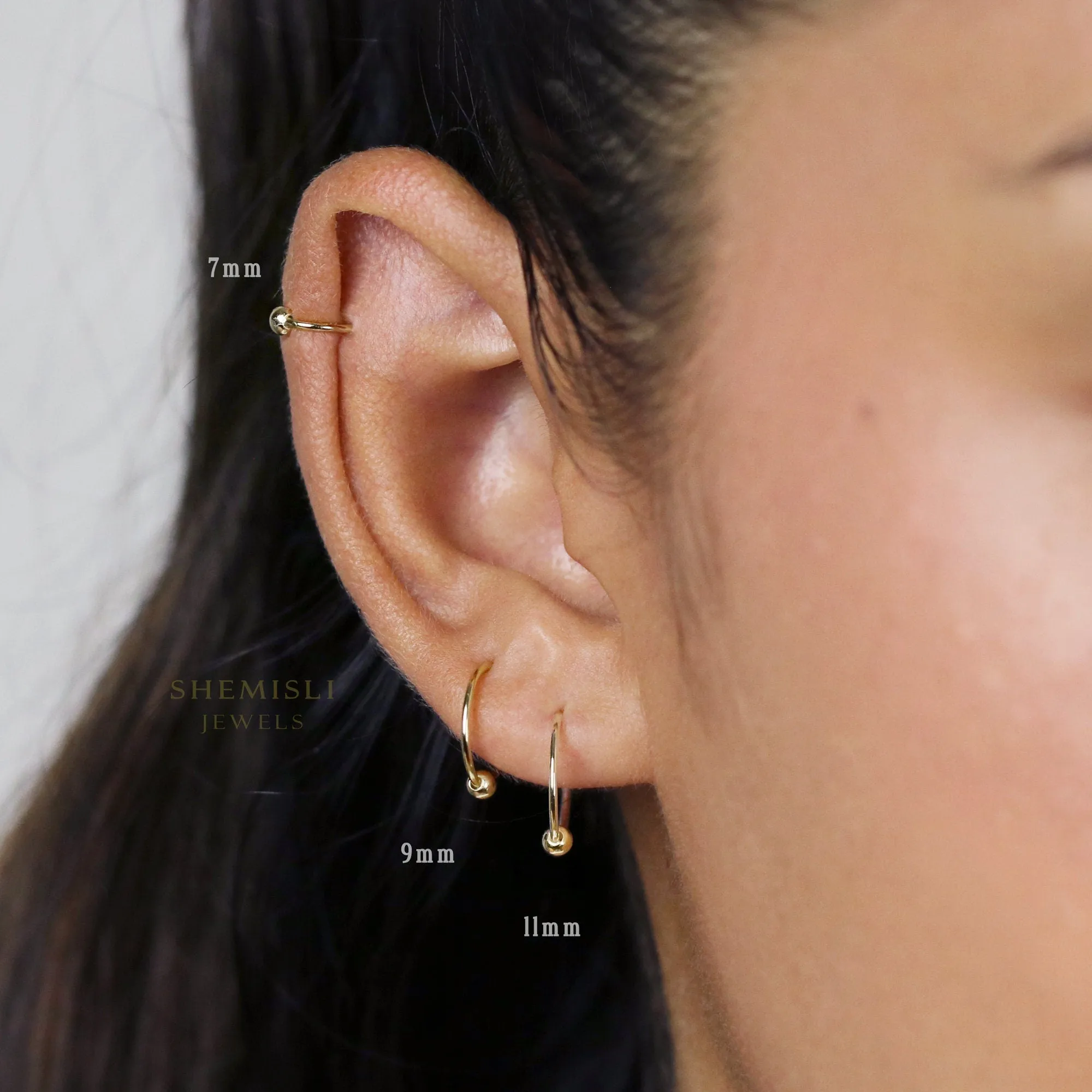 Simple Round Hoop Earrings, Huggies, Unisex, Gold, Silver SHEMISLI - SH219, SH221, SH223