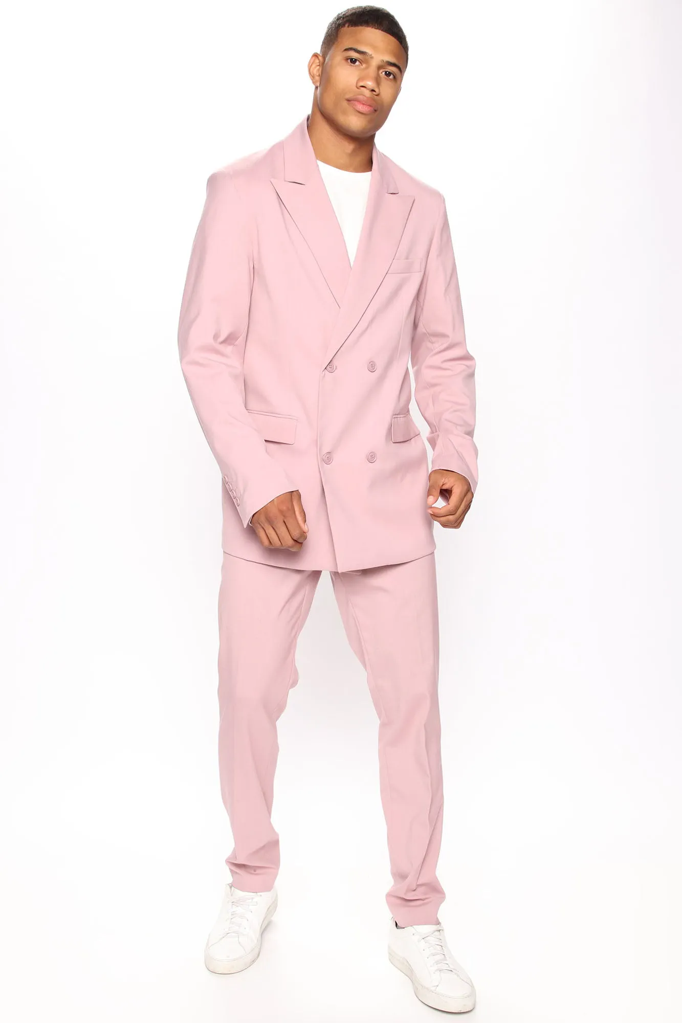 The Modern Stretch Double Breasted Suit Jacket - Mauve