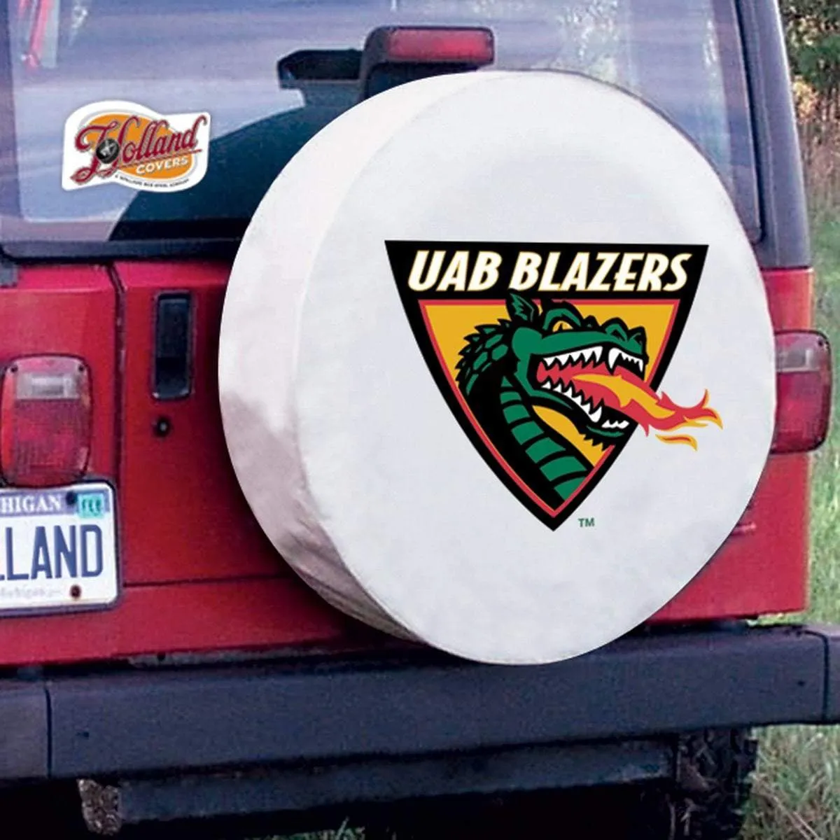 UAB Blazers HBS White Vinyl Fitted Spare Car Tire Cover