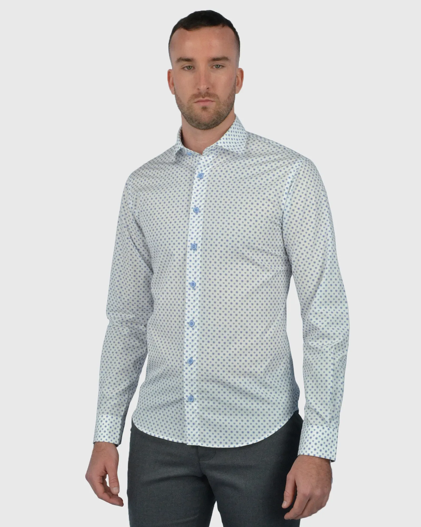 VINCENT & FRANKS S21SSP19061 BLUE PRINT SLIM SC SHIRT