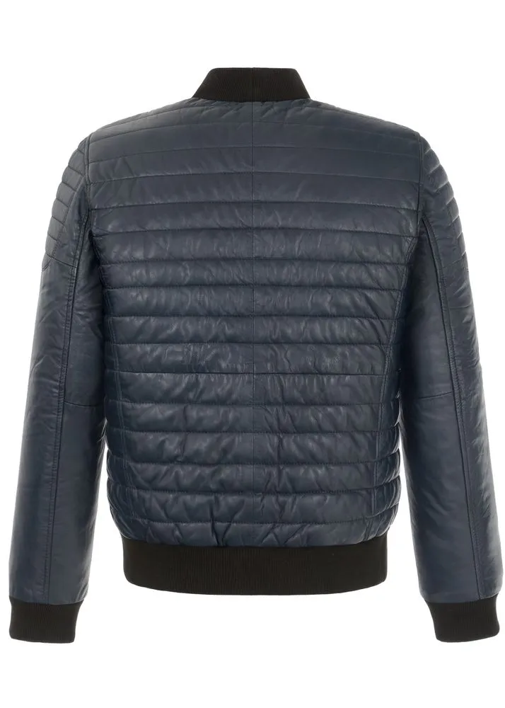 WARM MEN'S WINTER JACKET IN THE LEATHER STYLE