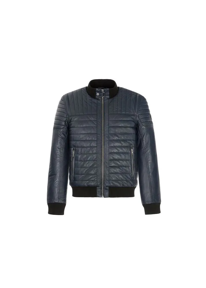 WARM MEN'S WINTER JACKET IN THE LEATHER STYLE